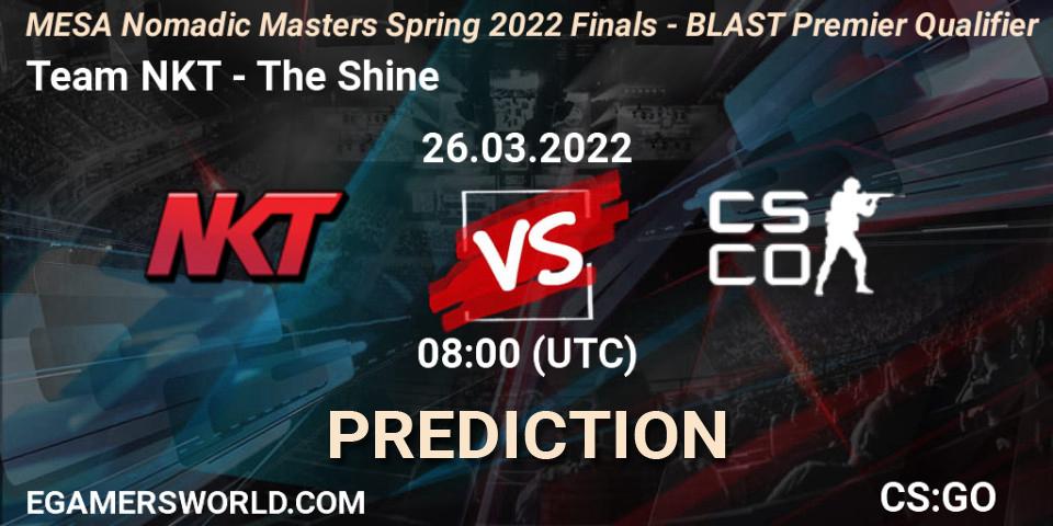 Team NKT vs The Shine: Betting TIp, Match Prediction. 26.03.2022 at 05:30. Counter-Strike (CS2), MESA Nomadic Masters Spring 2022 Finals - BLAST Premier Qualifier