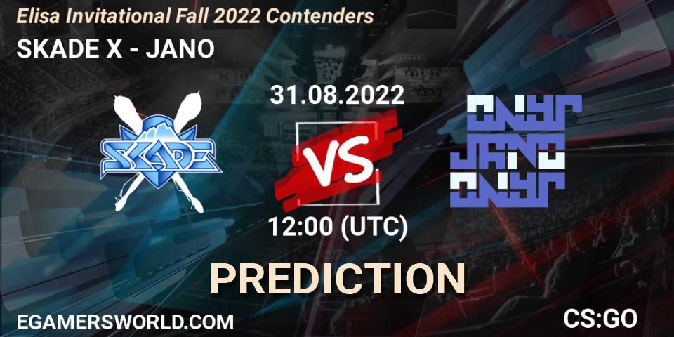 SKADE X vs JANO: Betting TIp, Match Prediction. 31.08.2022 at 12:00. Counter-Strike (CS2), Elisa Invitational Fall 2022 Contenders