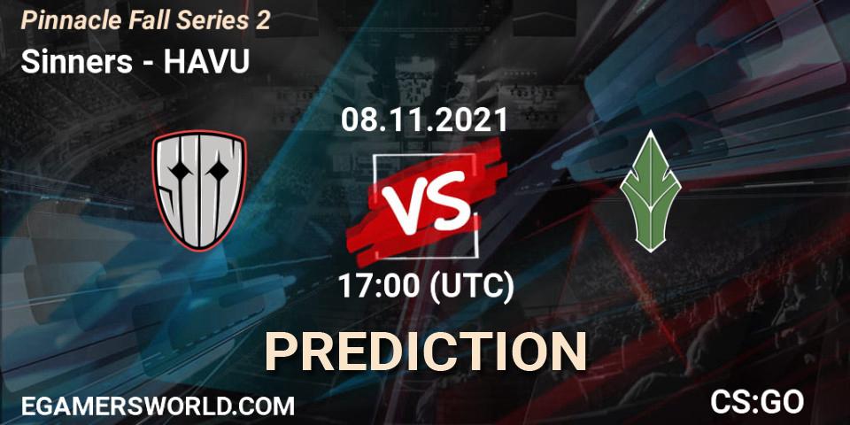 Sinners vs HAVU: Betting TIp, Match Prediction. 08.11.2021 at 17:00. Counter-Strike (CS2), Pinnacle Fall Series #2