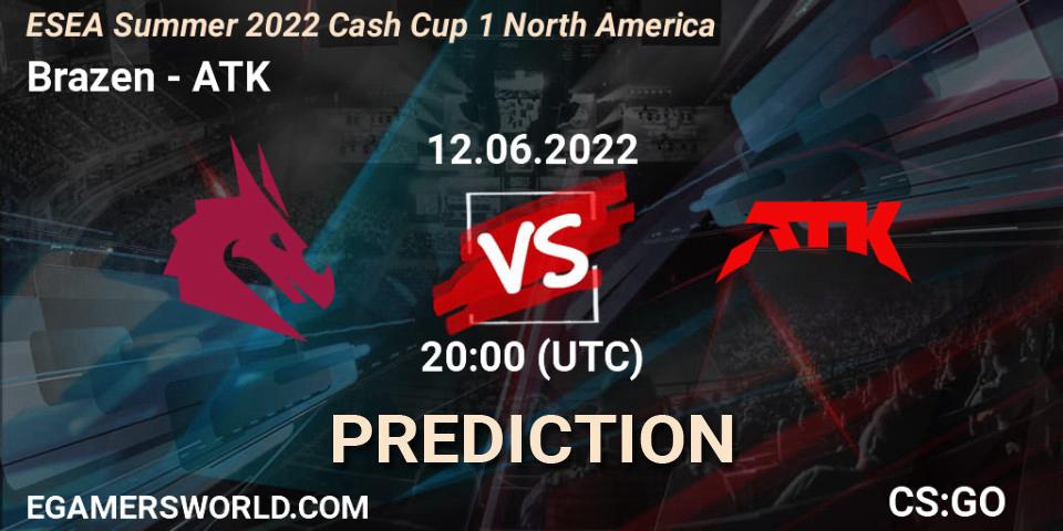 Brazen vs ATK: Betting TIp, Match Prediction. 12.06.2022 at 20:00. Counter-Strike (CS2), ESEA Cash Cup: North America - Summer 2022 #1