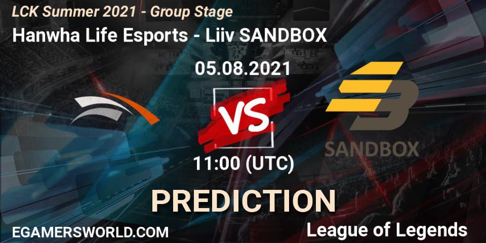 Hanwha Life Esports vs Liiv SANDBOX: Betting TIp, Match Prediction. 05.08.2021 at 11:00. LoL, LCK Summer 2021 - Group Stage