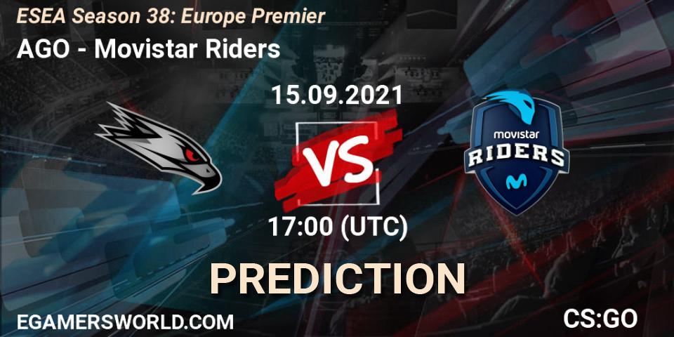 AGO vs Movistar Riders: Betting TIp, Match Prediction. 15.09.21. CS2 (CS:GO), ESEA Season 38: Europe Premier