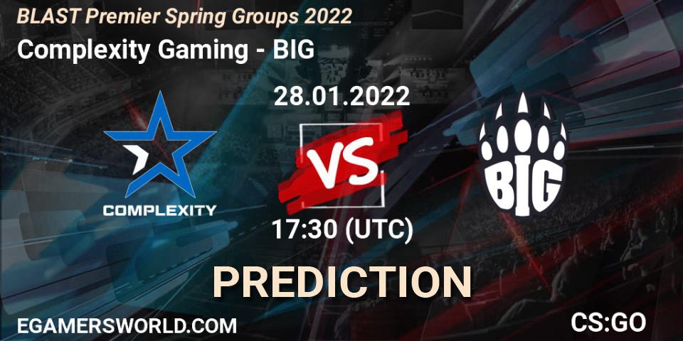Complexity Gaming vs BIG: Betting TIp, Match Prediction. 28.01.22. CS2 (CS:GO), BLAST Premier Spring Groups 2022