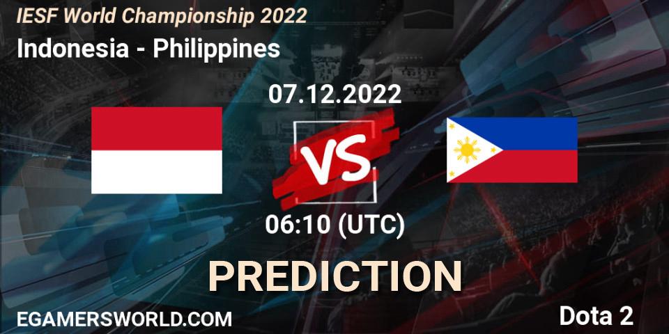 Indonesia vs Philippines: Betting TIp, Match Prediction. 07.12.22. Dota 2, IESF World Championship 2022 