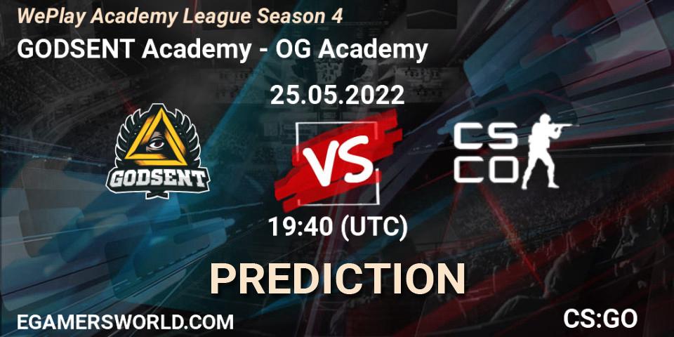 GODSENT Academy vs OG Academy: Betting TIp, Match Prediction. 25.05.2022 at 17:55. Counter-Strike (CS2), WePlay Academy League Season 4
