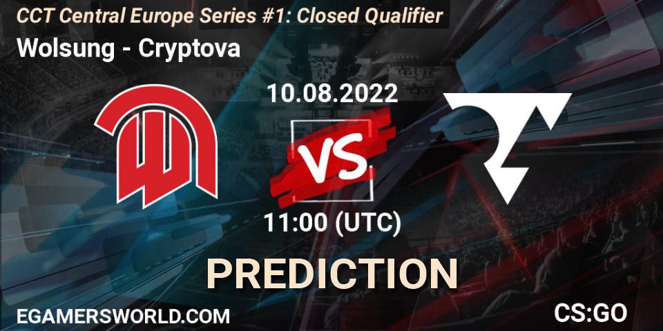 Wolsung vs Cryptova: Betting TIp, Match Prediction. 10.08.2022 at 11:00. Counter-Strike (CS2), CCT Central Europe Series #1: Closed Qualifier