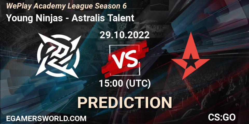 Young Ninjas vs Astralis Talent: Betting TIp, Match Prediction. 29.10.2022 at 15:00. Counter-Strike (CS2), WePlay Academy League Season 6