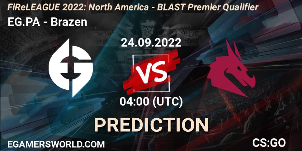 EG.PA vs Brazen: Betting TIp, Match Prediction. 24.09.22. CS2 (CS:GO), FiReLEAGUE 2022: North America - BLAST Premier Qualifier
