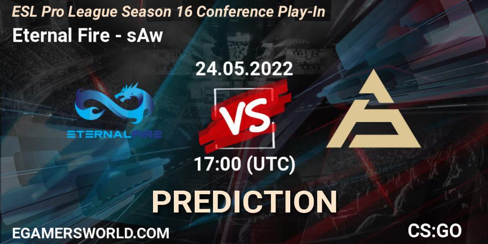 Eternal Fire vs sAw: Betting TIp, Match Prediction. 24.05.2022 at 16:00. Counter-Strike (CS2), ESL Pro League Season 16 Conference Play-In