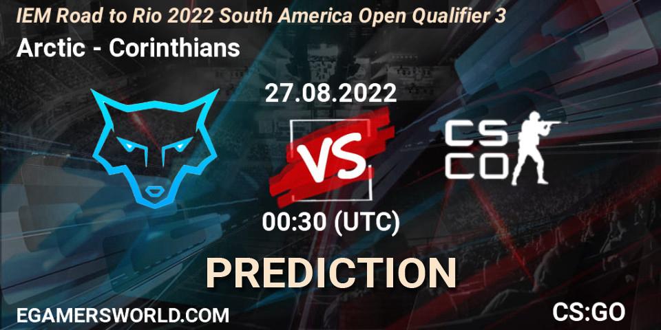Arctic vs Corinthians: Betting TIp, Match Prediction. 27.08.2022 at 00:40. Counter-Strike (CS2), IEM Road to Rio 2022 South America Open Qualifier 3