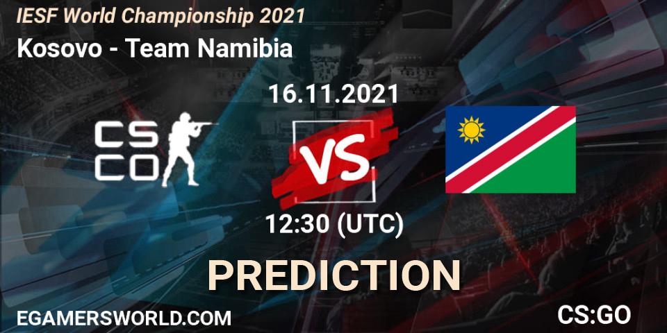 Team Kosovo vs Team Namibia: Betting TIp, Match Prediction. 16.11.2021 at 12:45. Counter-Strike (CS2), IESF World Championship 2021