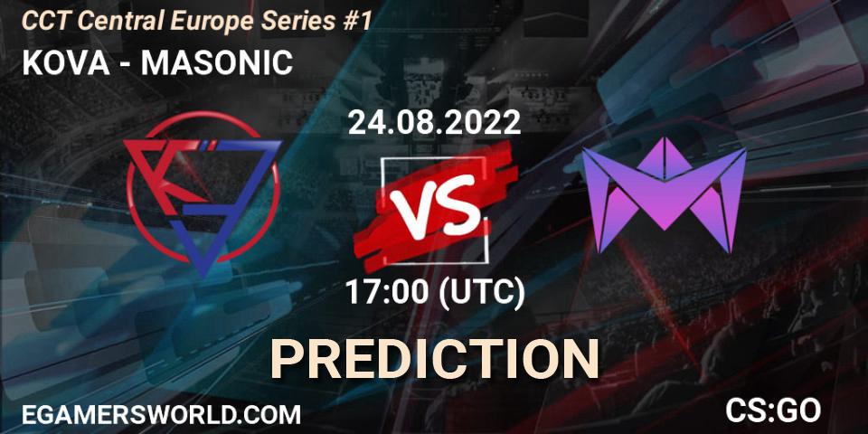 KOVA vs MASONIC: Betting TIp, Match Prediction. 24.08.2022 at 20:00. Counter-Strike (CS2), CCT Central Europe Series #1