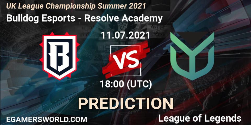 Bulldog Esports vs Resolve Academy: Betting TIp, Match Prediction. 11.07.2021 at 18:10. LoL, UK League Championship Summer 2021