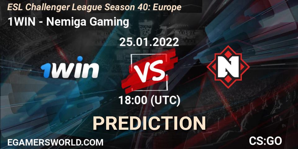 1WIN vs Nemiga Gaming: Betting TIp, Match Prediction. 25.01.2022 at 18:00. Counter-Strike (CS2), ESL Challenger League Season 40: Europe