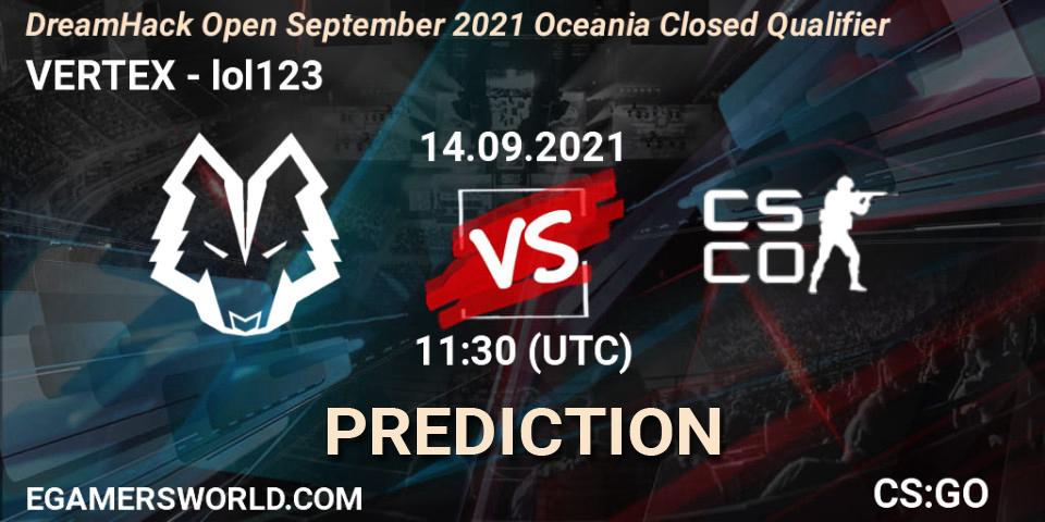 VERTEX vs lol123: Betting TIp, Match Prediction. 14.09.21. CS2 (CS:GO), DreamHack Open September 2021 Oceania Closed Qualifier