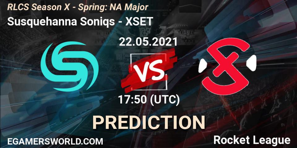 Susquehanna Soniqs vs XSET: Betting TIp, Match Prediction. 22.05.2021 at 17:35. Rocket League, RLCS Season X - Spring: NA Major