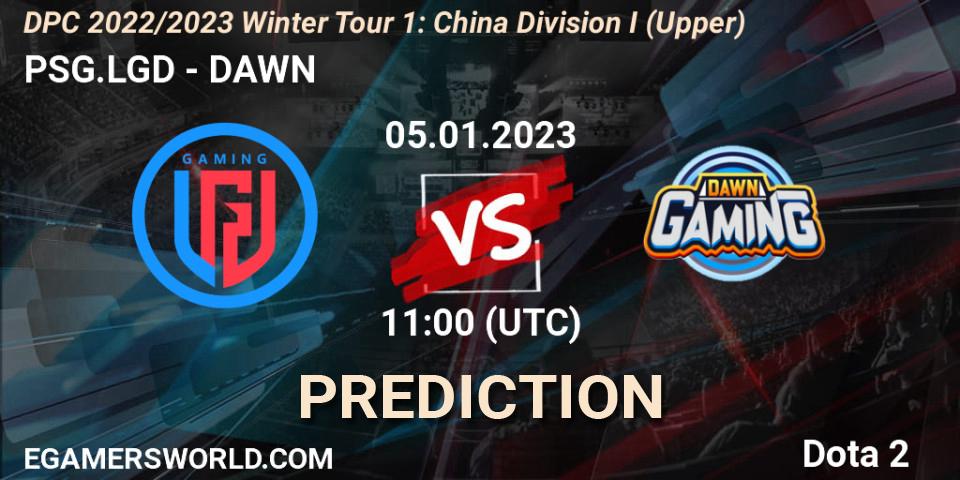 PSG.LGD vs DAWN: Betting TIp, Match Prediction. 05.01.2023 at 11:00. Dota 2, DPC 2022/2023 Winter Tour 1: CN Division I (Upper)