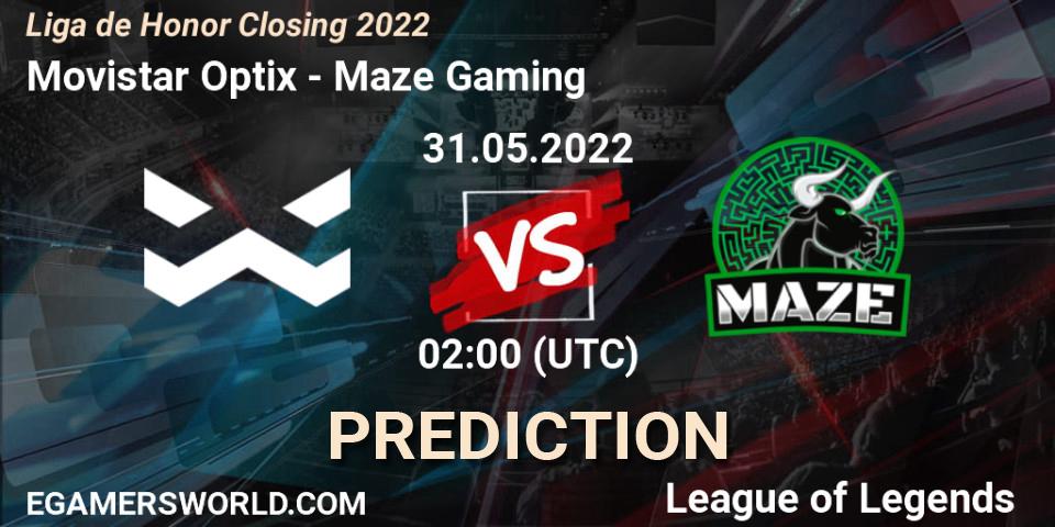  Optix vs Maze Gaming: Betting TIp, Match Prediction. 31.05.2022 at 02:00. LoL, Liga de Honor Closing 2022
