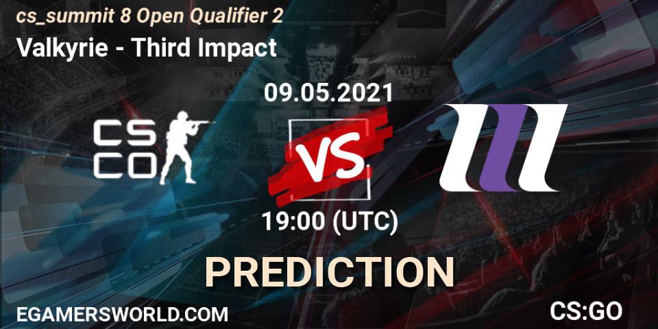 Valkyrie vs Third Impact: Betting TIp, Match Prediction. 09.05.2021 at 19:00. Counter-Strike (CS2), cs_summit 8 Open Qualifier 2