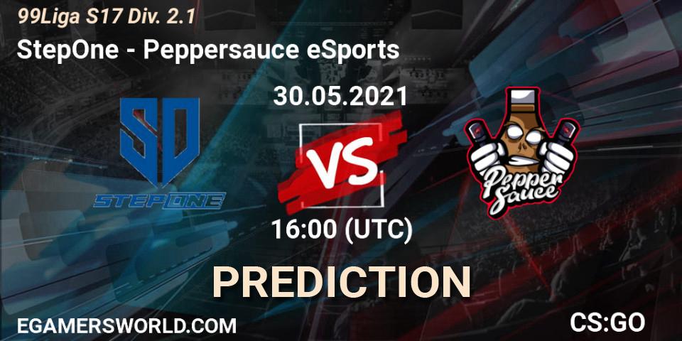 StepOne vs Peppersauce eSports: Betting TIp, Match Prediction. 30.05.2021 at 16:00. Counter-Strike (CS2), 99Liga S17 Div. 2.1