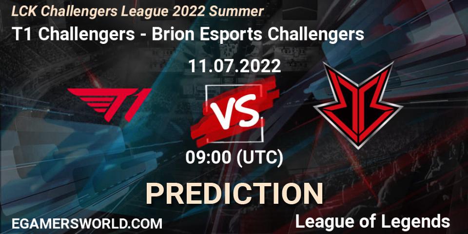 T1 Challengers vs Brion Esports Challengers: Betting TIp, Match Prediction. 14.07.2022 at 06:00. LoL, LCK Challengers League 2022 Summer