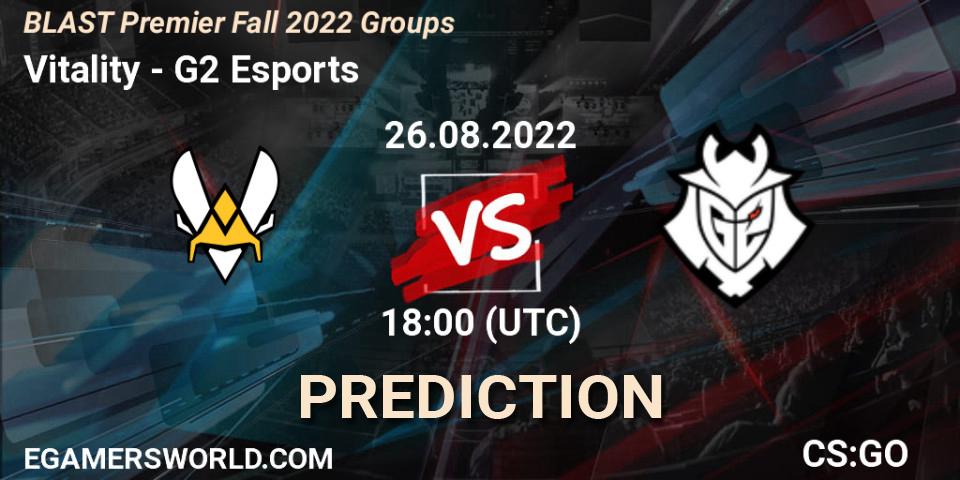 Vitality vs G2 Esports: Betting TIp, Match Prediction. 26.08.2022 at 17:50. Counter-Strike (CS2), BLAST Premier Fall 2022 Groups