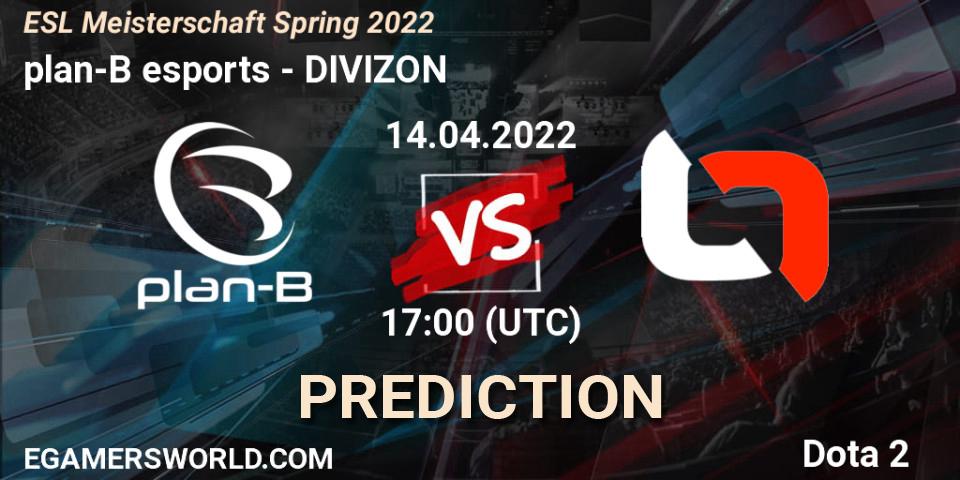 plan-B esports vs DIVIZON: Betting TIp, Match Prediction. 14.04.2022 at 17:00. Dota 2, ESL Meisterschaft Spring 2022