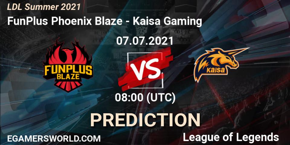 FunPlus Phoenix Blaze vs Kaisa Gaming: Betting TIp, Match Prediction. 07.07.2021 at 09:00. LoL, LDL Summer 2021