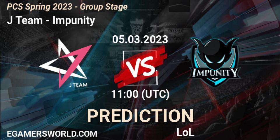 J Team vs Impunity: Betting TIp, Match Prediction. 17.02.2023 at 13:05. LoL, PCS Spring 2023 - Group Stage