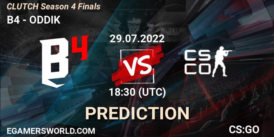 B4 vs ODDIK: Betting TIp, Match Prediction. 29.07.2022 at 19:00. Counter-Strike (CS2), CLUTCH Season 4 Finals