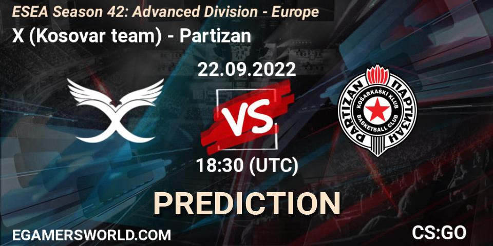 X (Kosovar team) vs Partizan: Betting TIp, Match Prediction. 22.09.22. CS2 (CS:GO), ESEA Season 42: Advanced Division - Europe