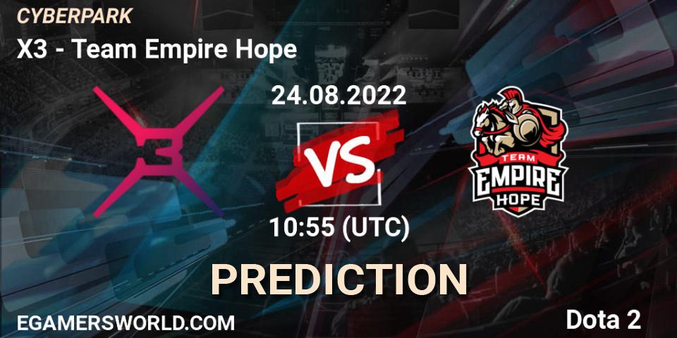 X3 vs Team Empire Hope: Betting TIp, Match Prediction. 24.08.22. Dota 2, CYBERPARK