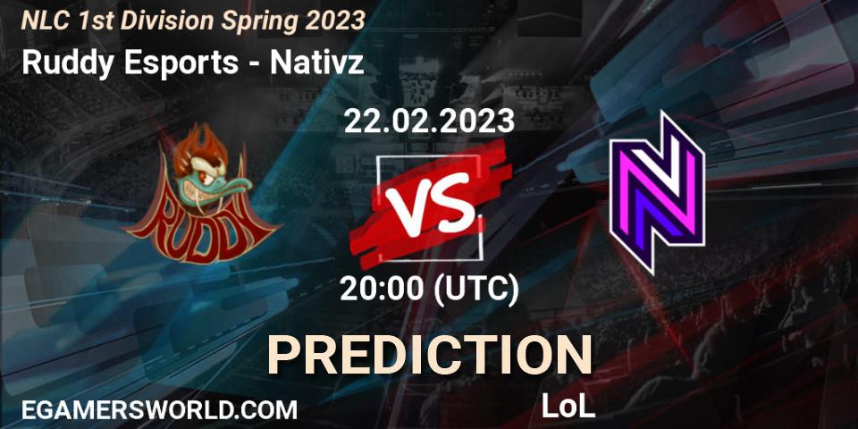 Ruddy Esports vs Nativz: Betting TIp, Match Prediction. 22.02.23. LoL, NLC 1st Division Spring 2023
