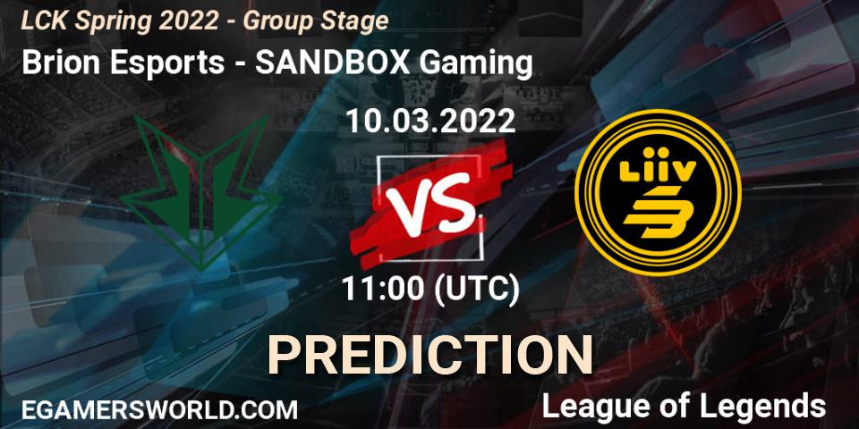 Brion Esports vs SANDBOX Gaming: Betting TIp, Match Prediction. 10.03.2022 at 11:00. LoL, LCK Spring 2022 - Group Stage