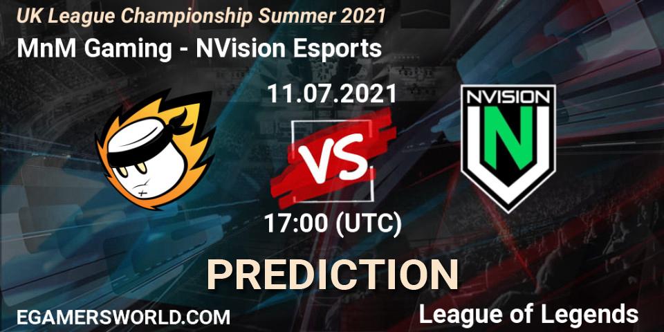 MnM Gaming vs NVision Esports: Betting TIp, Match Prediction. 11.07.2021 at 17:00. LoL, UK League Championship Summer 2021