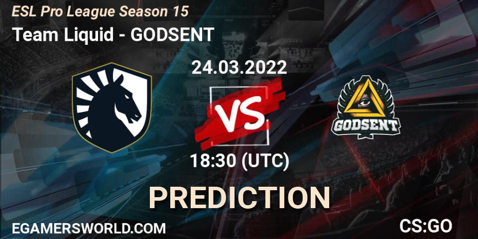 Team Liquid vs GODSENT: Betting TIp, Match Prediction. 24.03.2022 at 18:30. Counter-Strike (CS2), ESL Pro League Season 15