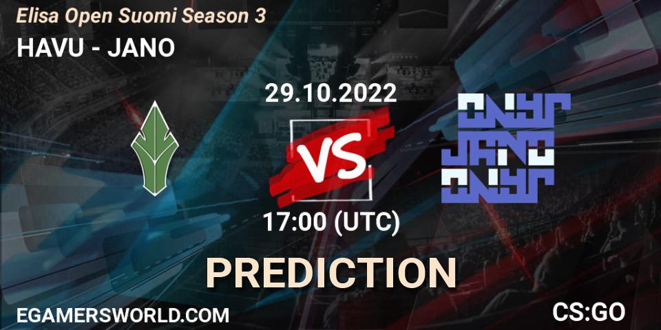 HAVU vs JANO: Betting TIp, Match Prediction. 29.10.2022 at 17:00. Counter-Strike (CS2), Elisa Open Suomi Season 3