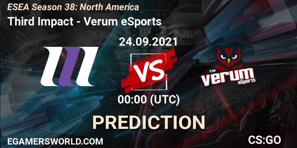 Third Impact vs Verum eSports: Betting TIp, Match Prediction. 24.09.21. CS2 (CS:GO), ESEA Season 38: North America 