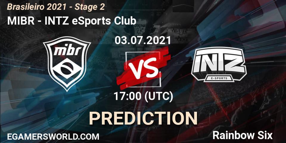 MIBR vs INTZ eSports Club: Betting TIp, Match Prediction. 03.07.2021 at 17:00. Rainbow Six, Brasileirão 2021 - Stage 2
