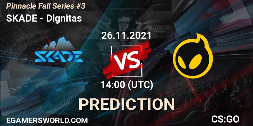 SKADE vs Dignitas: Betting TIp, Match Prediction. 26.11.2021 at 14:00. Counter-Strike (CS2), Pinnacle Fall Series #3