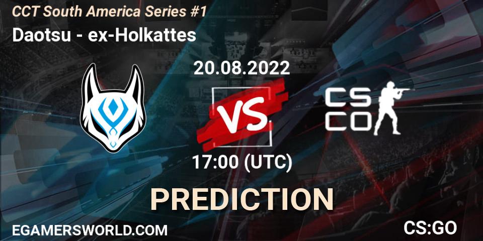 Daotsu vs ex-Holkattes: Betting TIp, Match Prediction. 20.08.2022 at 17:10. Counter-Strike (CS2), CCT South America Series #1