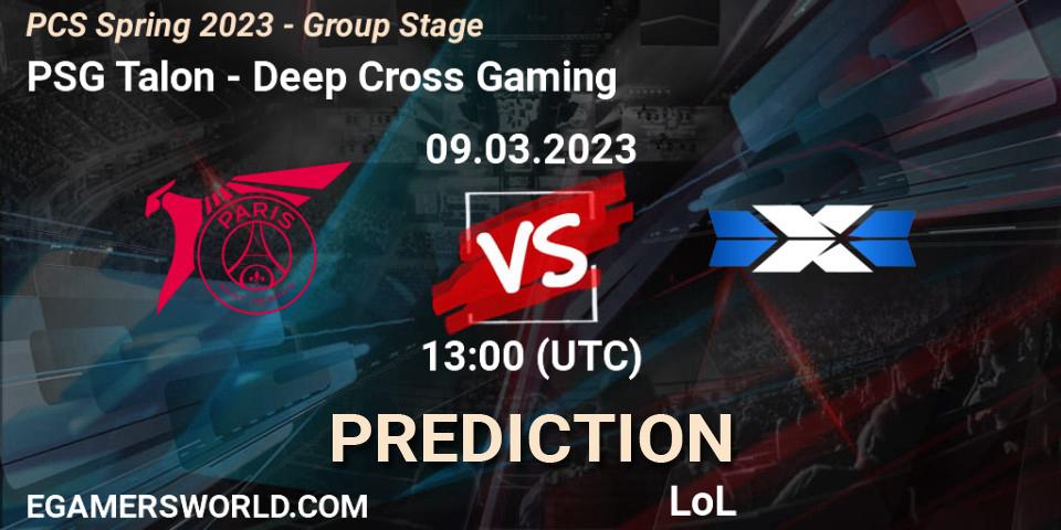 PSG Talon vs Deep Cross Gaming: Betting TIp, Match Prediction. 18.02.2023 at 10:10. LoL, PCS Spring 2023 - Group Stage