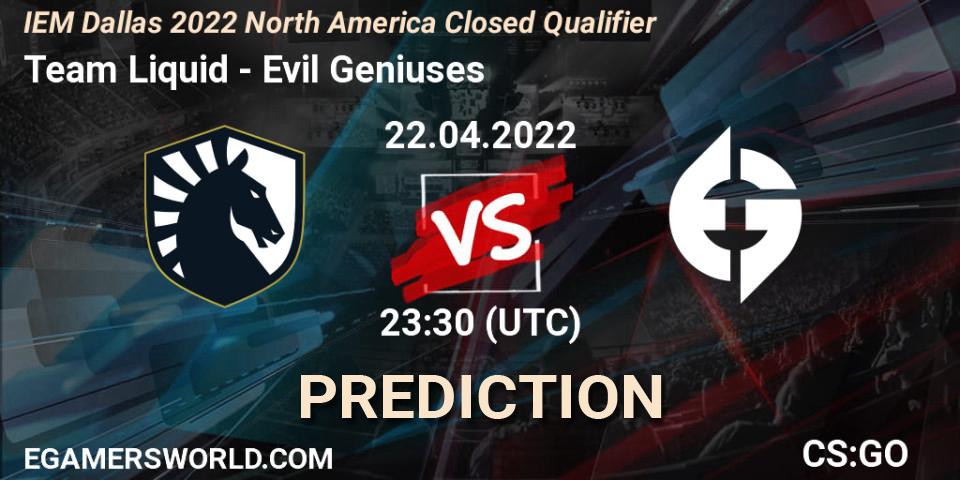 Team Liquid vs Evil Geniuses: Betting TIp, Match Prediction. 22.04.22. CS2 (CS:GO), IEM Dallas 2022 North America Closed Qualifier