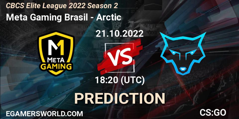 Meta Gaming Brasil vs Arctic: Betting TIp, Match Prediction. 22.10.2022 at 00:10. Counter-Strike (CS2), CBCS Elite League 2022 Season 2