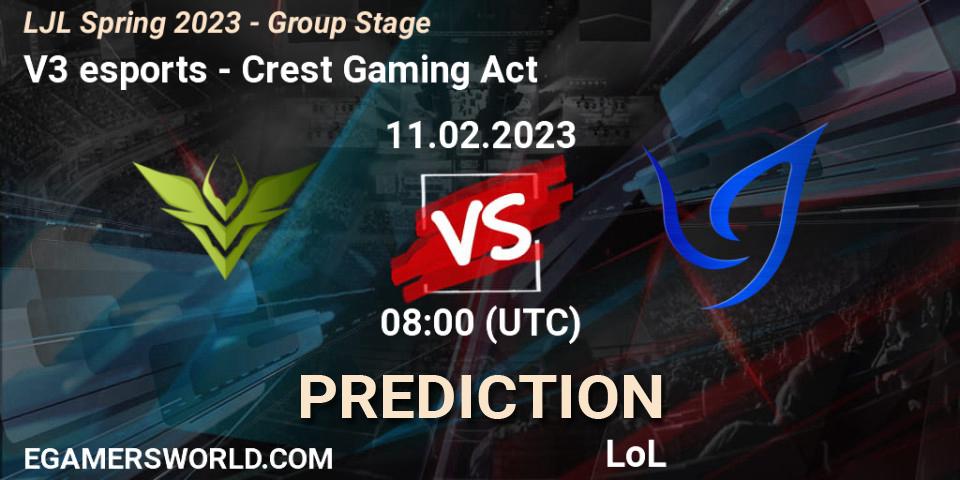 V3 esports vs Crest Gaming Act: Betting TIp, Match Prediction. 11.02.23. LoL, LJL Spring 2023 - Group Stage