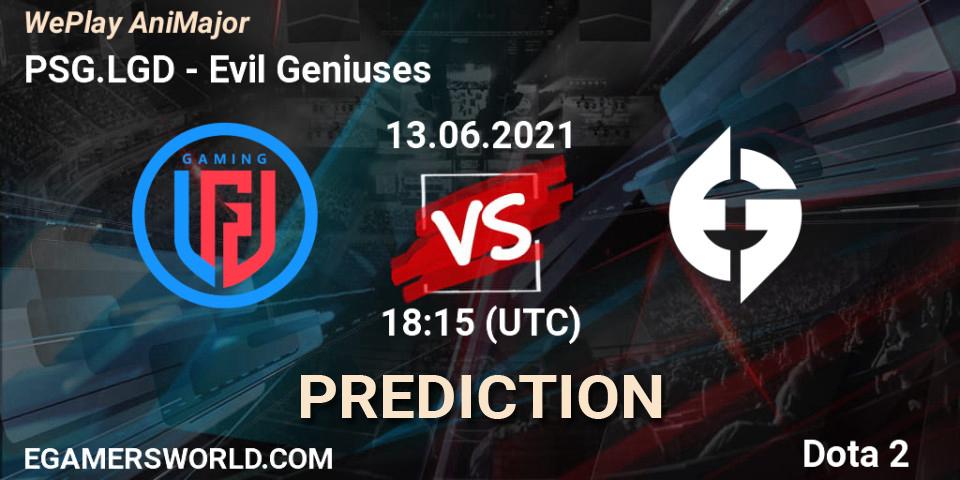 PSG.LGD vs Evil Geniuses: Betting TIp, Match Prediction. 13.06.21. Dota 2, WePlay AniMajor 2021