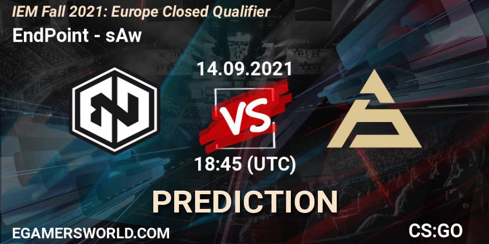 EndPoint vs sAw: Betting TIp, Match Prediction. 14.09.2021 at 18:45. Counter-Strike (CS2), IEM Fall 2021: Europe Closed Qualifier