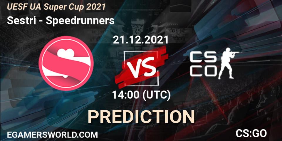 Sestri vs Speedrunners: Betting TIp, Match Prediction. 22.12.2021 at 14:00. Counter-Strike (CS2), UESF Ukrainian Super Cup 2021