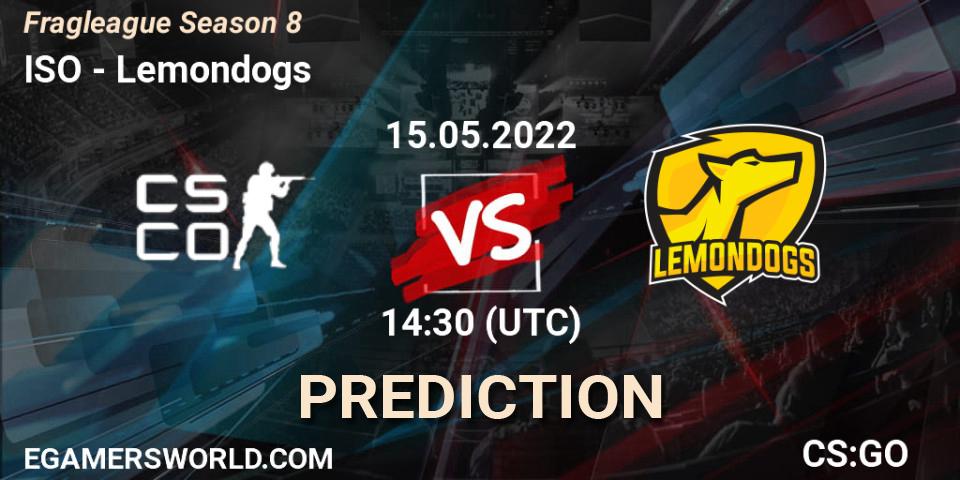 ISO Esports vs Lemondogs: Betting TIp, Match Prediction. 15.05.2022 at 14:30. Counter-Strike (CS2), Fragleague Season 8