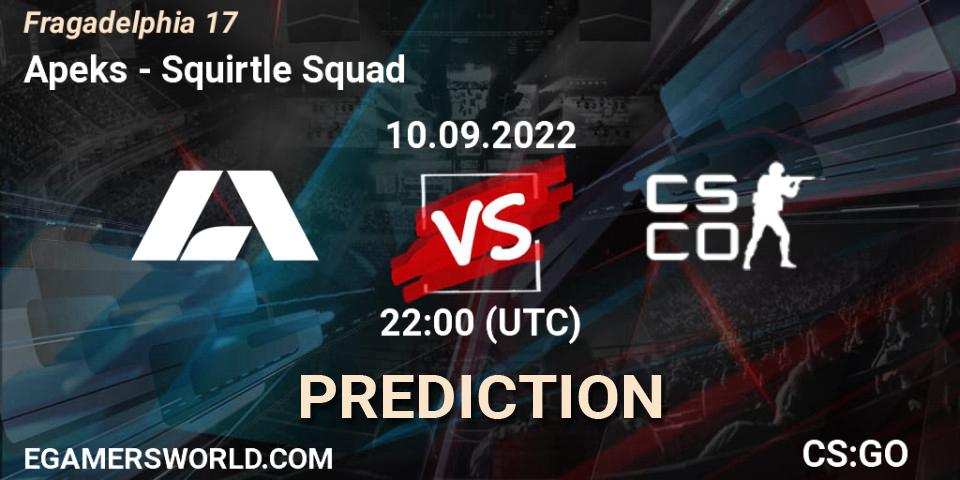 Apeks vs Squirtle Squad: Betting TIp, Match Prediction. 10.09.2022 at 22:15. Counter-Strike (CS2), Fragadelphia 17